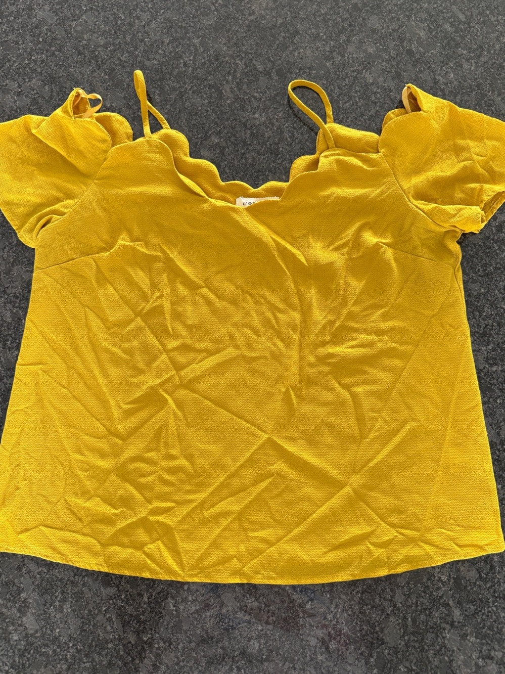 Cold-Shoulder with Strap and Cap Sleeve Mustard Yellow Camisole Top - L